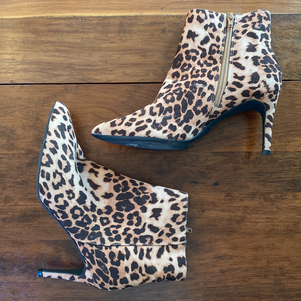Express Leopard Print Thin Heeled Booties - 7 - image 2